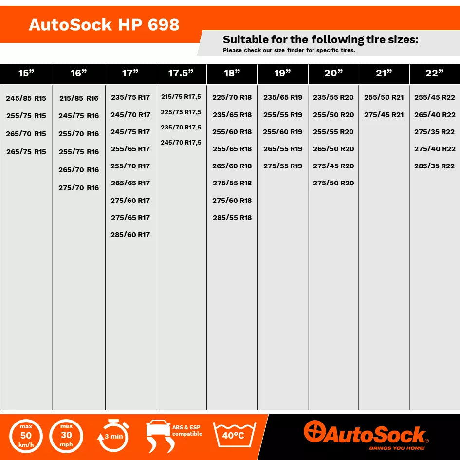 AutoSock HP 698 die textile Traktionshilfe